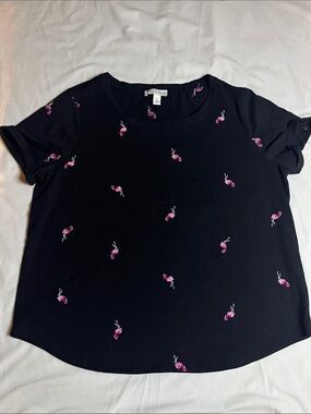 Vintage America Embroidered Flamingo Top